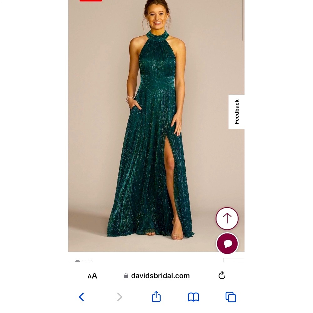 Metallic Knit Halter Gown with Open Back